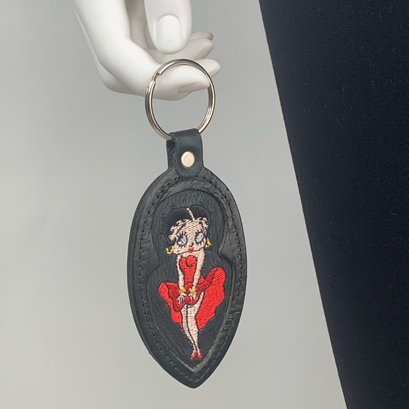 Vintage Betty Boop Leather Keychain Key Ring